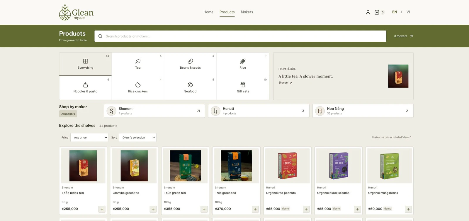 The marketplace — demo screenshot