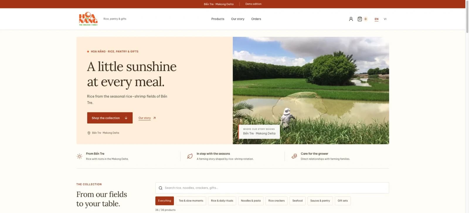 Hoa Nắng storefront preview